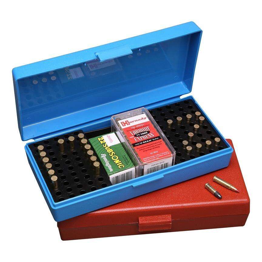 Misc. Accessories MTM Case Gard Ready Series MTM AMMO BOX 100 RD 22 LONG RIFLE RIMFIRE COMPETITION BLUE